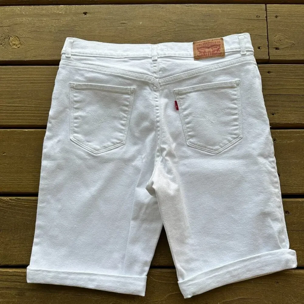 Levi's White Denim Bermuda Shorts